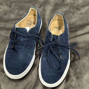 Janie and Jack boys suede navy blue winged top sneakers. Genuine suede!